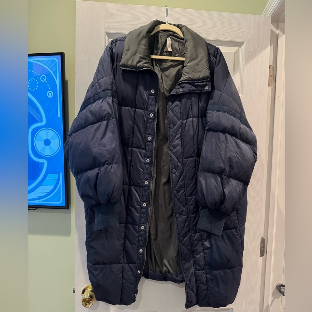 Free People Navy long Puffer Jacket